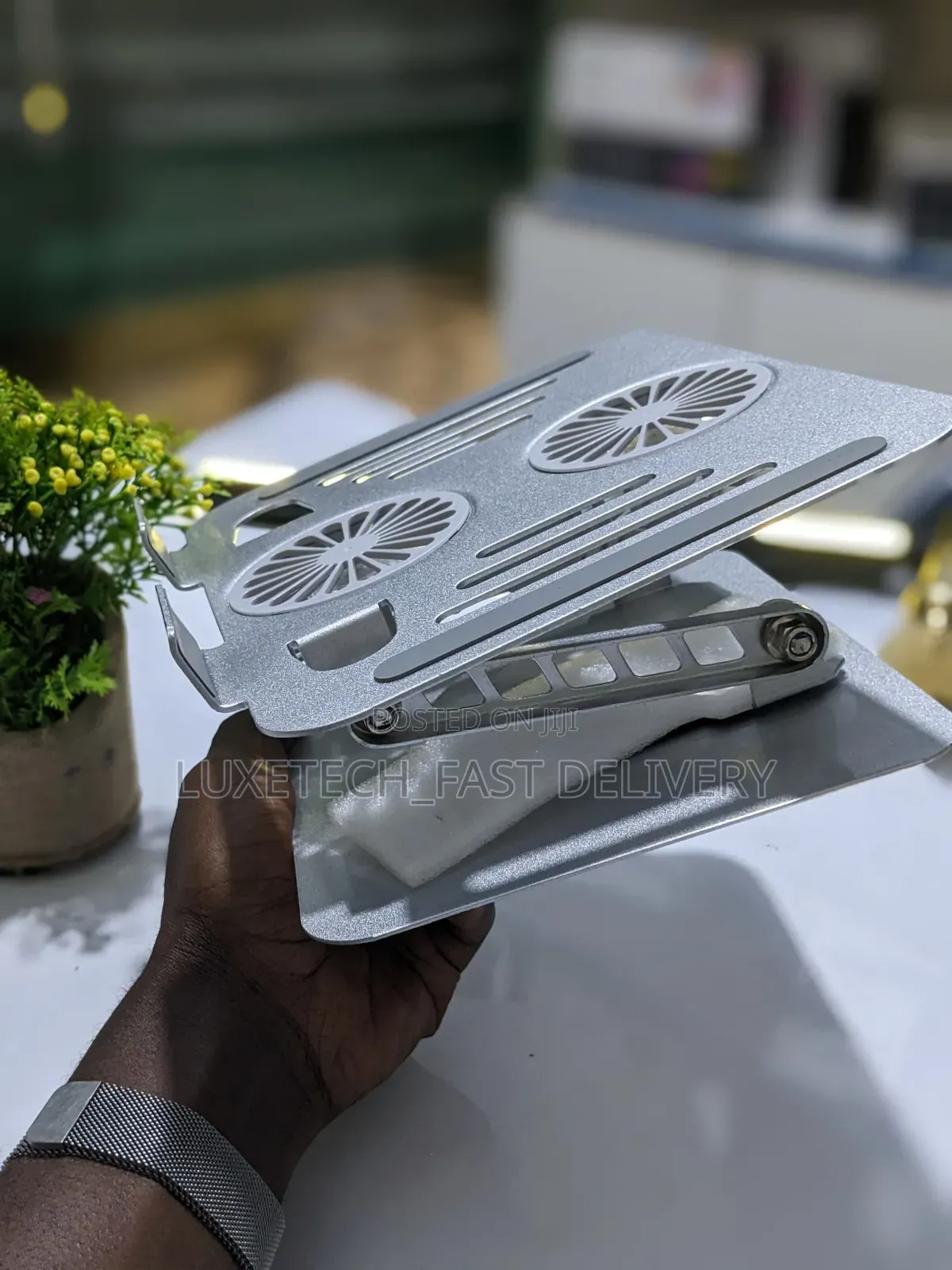Notebook Adjustable Laptop Stand With Dual Cooling Fans –360° Rotating