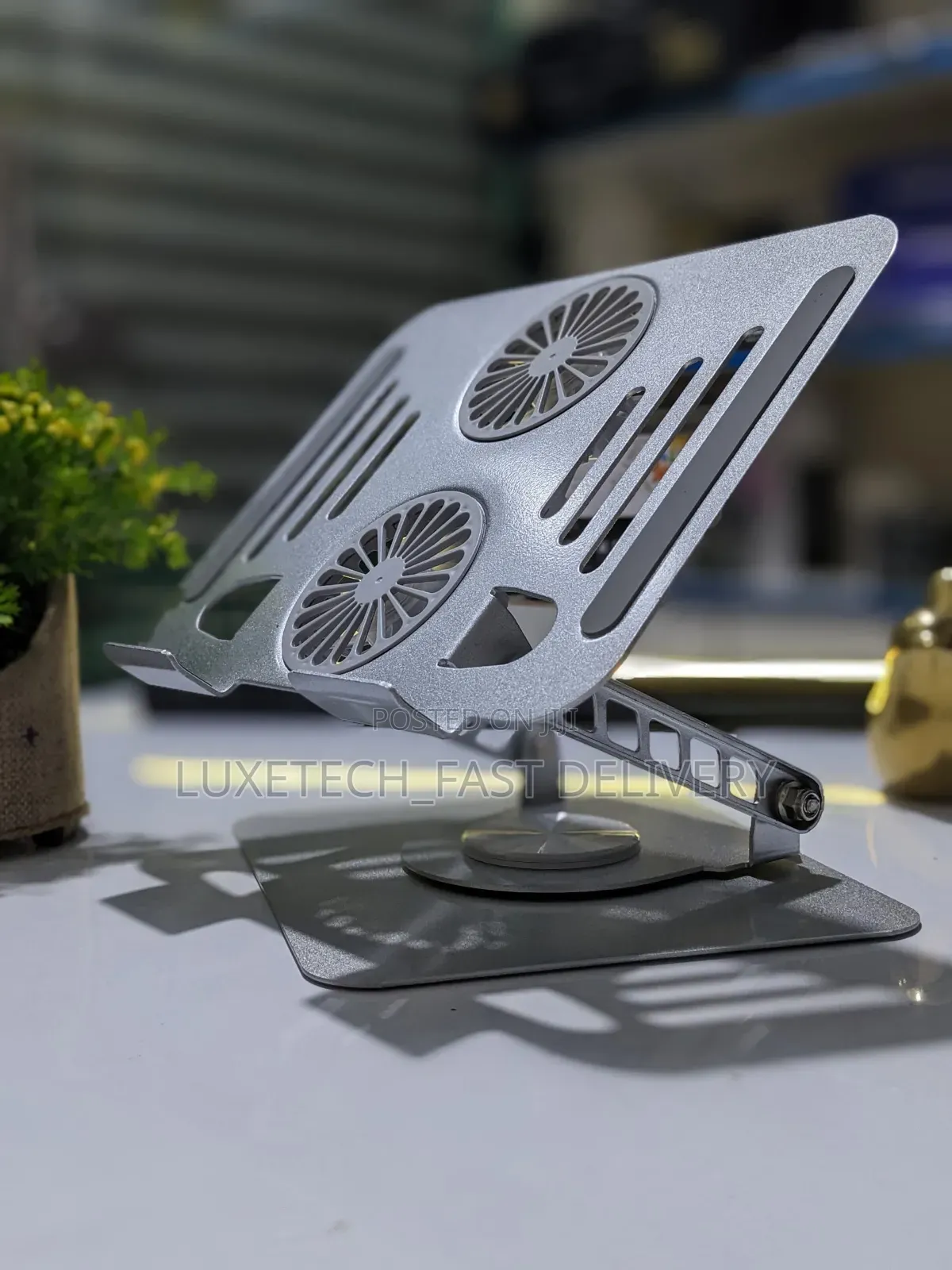 Notebook Adjustable Laptop Stand With Dual Cooling Fans –360° Rotating