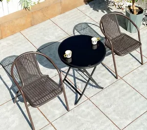 Foldable Table and 2 Chairs Elegant Outdoor Set (Viti Viwili Na Meza)