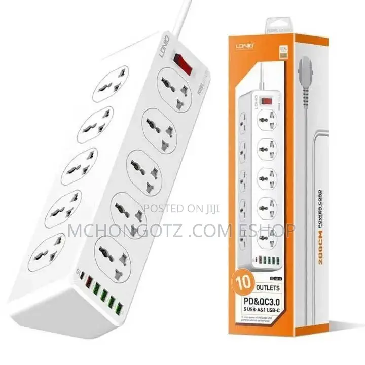Ldnio Sc10610 Power Extension Socket 2500w, 10 Outlets, 5 USB