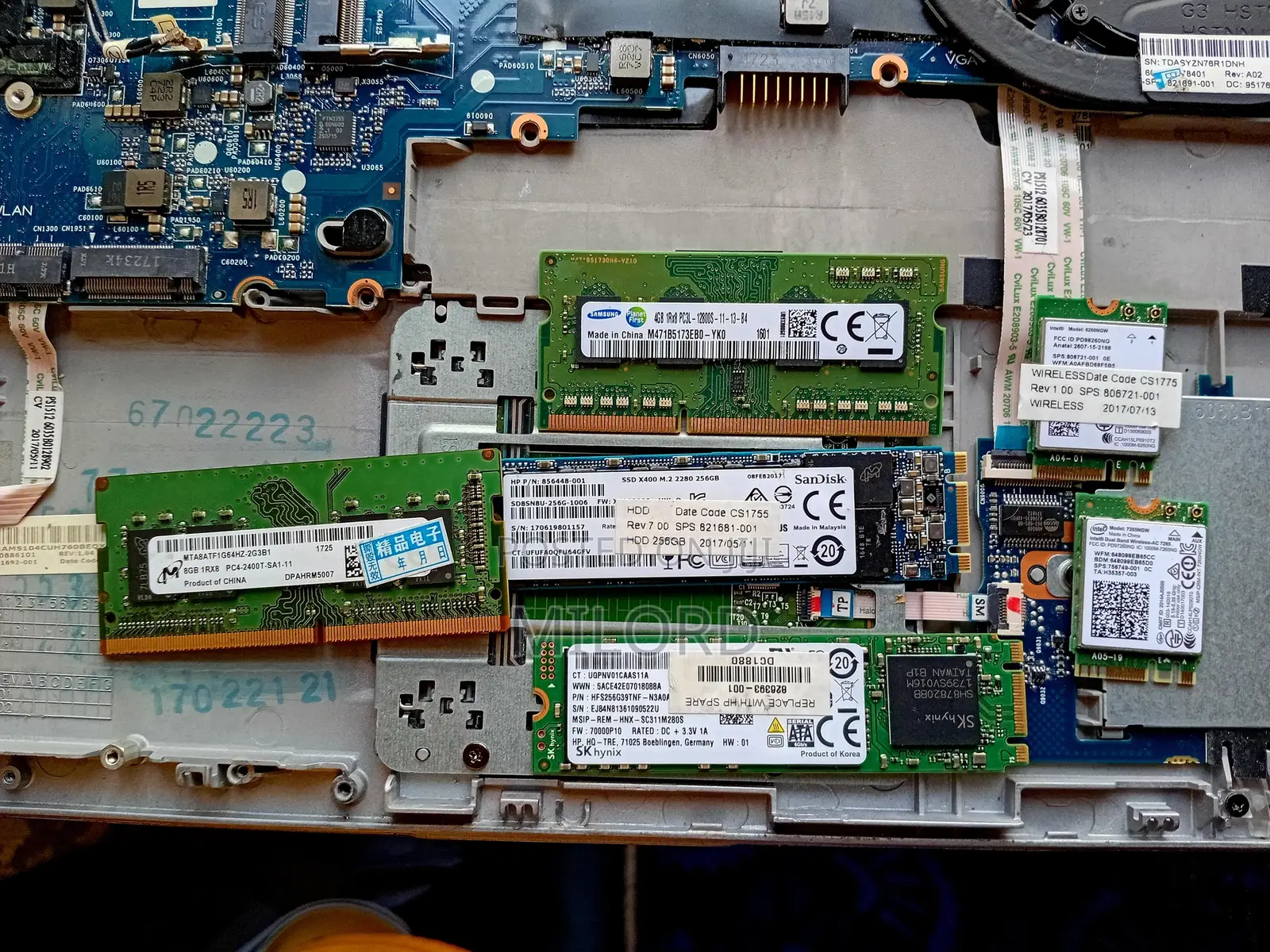 Ram, Wi-Fi Card and M.2 Sata SSD