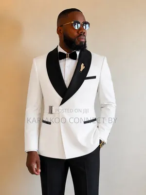 ​ Luxury White Black Two-Piece Tuxedo for Men | Step Up Your Red
