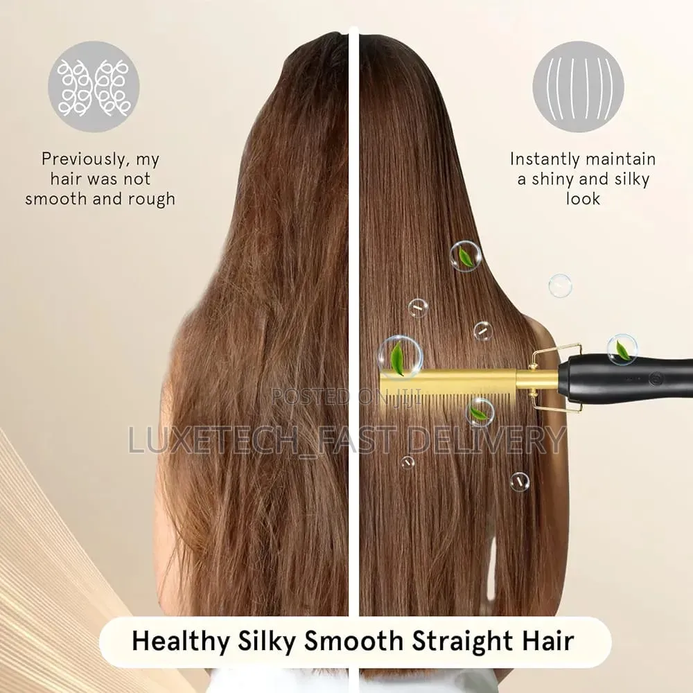 Electric Hot Comb Hair Straightener – Thermal Comb for Hair and Wigs