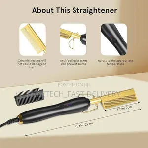 Electric Hot Comb Hair Straightener – Thermal Comb for Hair and Wigs