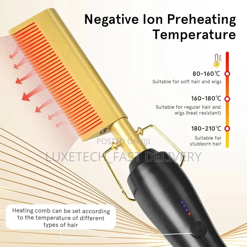 Electric Hot Comb Hair Straightener – Thermal Comb for Hair and Wigs