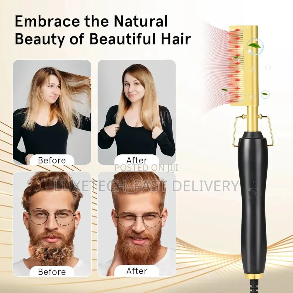 Electric Hot Comb Hair Straightener – Thermal Comb for Hair and Wigs