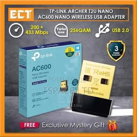 TP-Link AC600 Nano Wireless USB Adapter - TL-ARCHER T2U NANO