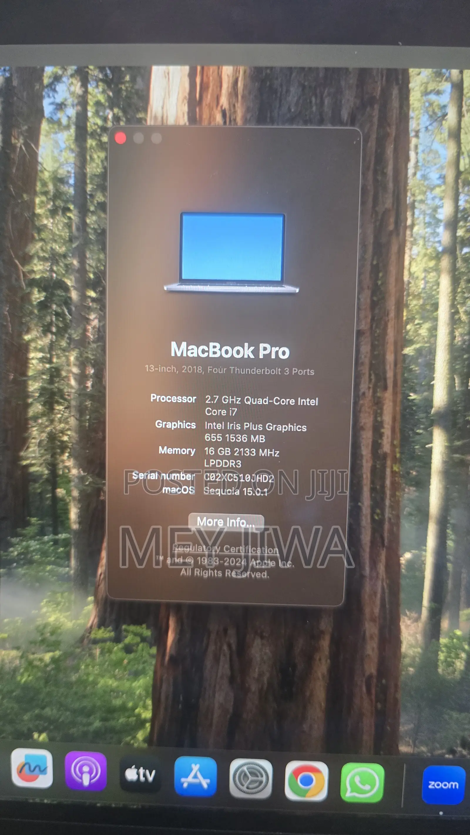 Laptop Apple MacBook Pro 2018 16GB Intel Core i7 SSD 512GB