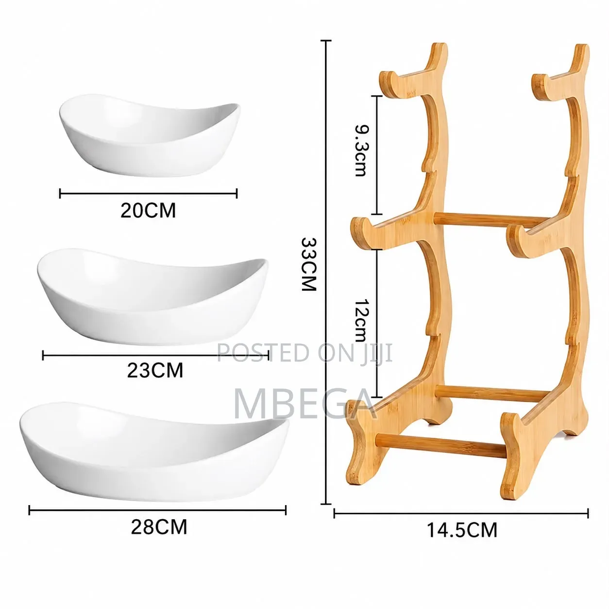 3-Layers Fruit Serving Bowls With Bamboo Stand