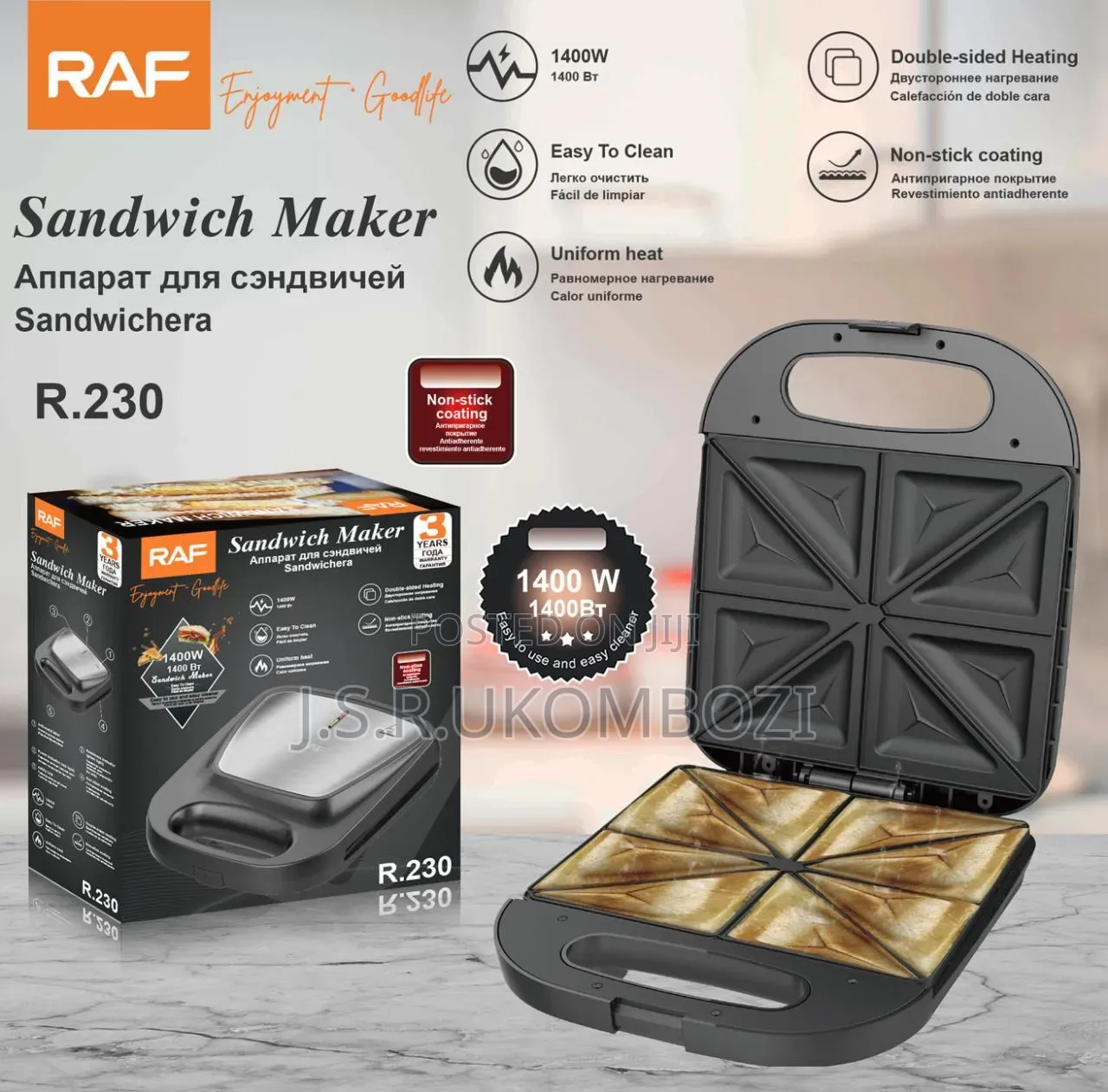 Raf Sandwich Maker 4 Slice 1400w