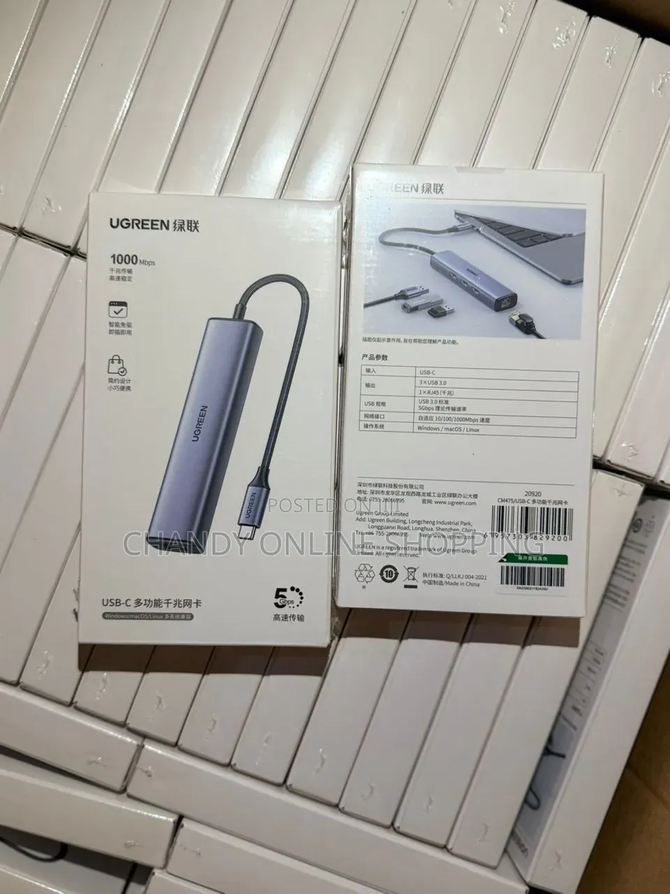 UGREEN 4-in-1 USB-C Hub Gigabit Ethernet Port, Three USB 3.0