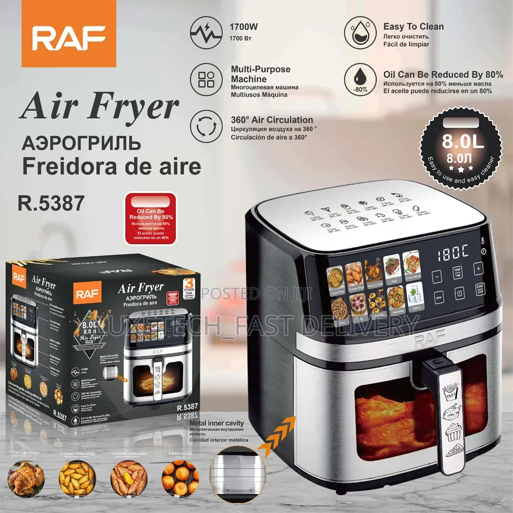 RAF R.5387 8L Digital Air Fryer – Touch Screen Oil Free Hot Air Fryer