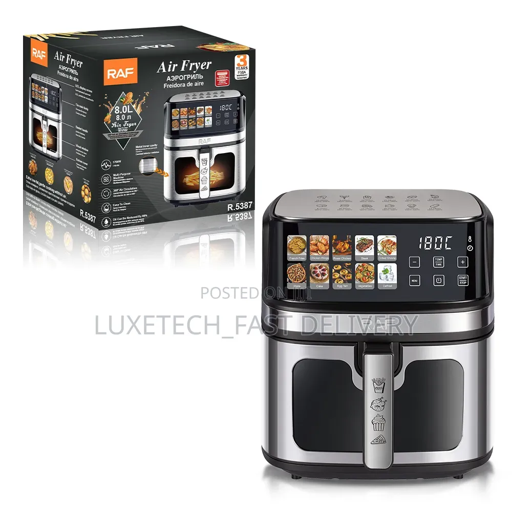 RAF R.5387 8L Digital Air Fryer – Touch Screen Oil Free Hot Air Fryer