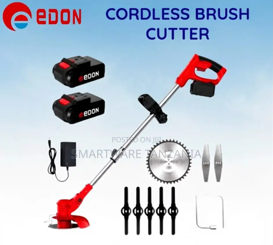 EDON Cordless Brush, Grass Cutter With 2 Batteries, Cutting Blades