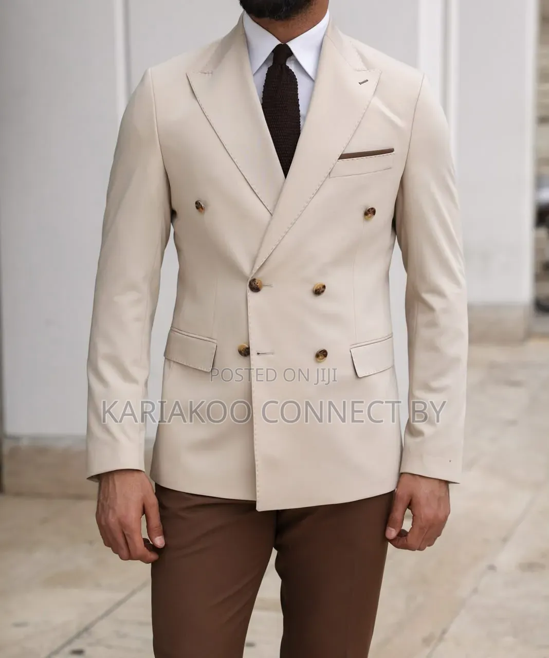 Men's Modern Executive Double-Breasted Blazer Trousers Set