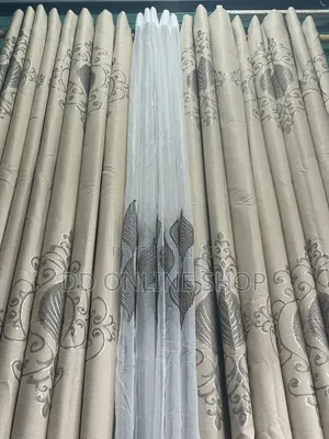 3-Piece Luxury Jacquard Curtain Set ( Pazia Mbili Na Lesi Yake )