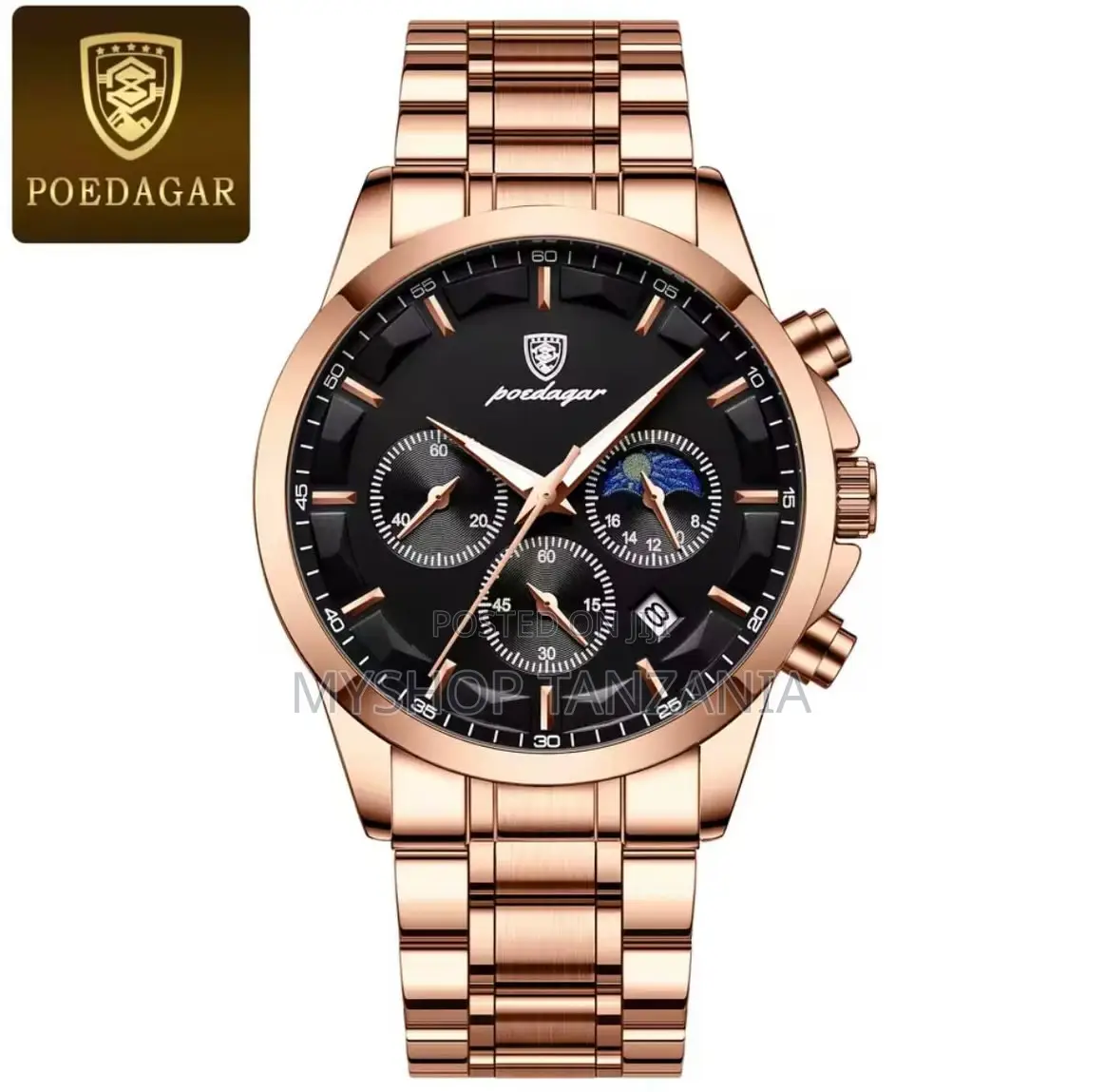 Poedagar 928 Luxury Watch Features Stainless Steel Band Chronograph