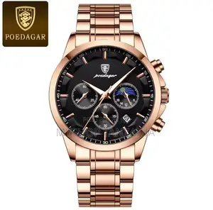 Poedagar 928 Luxury Watch Features Stainless Steel Band Chronograph