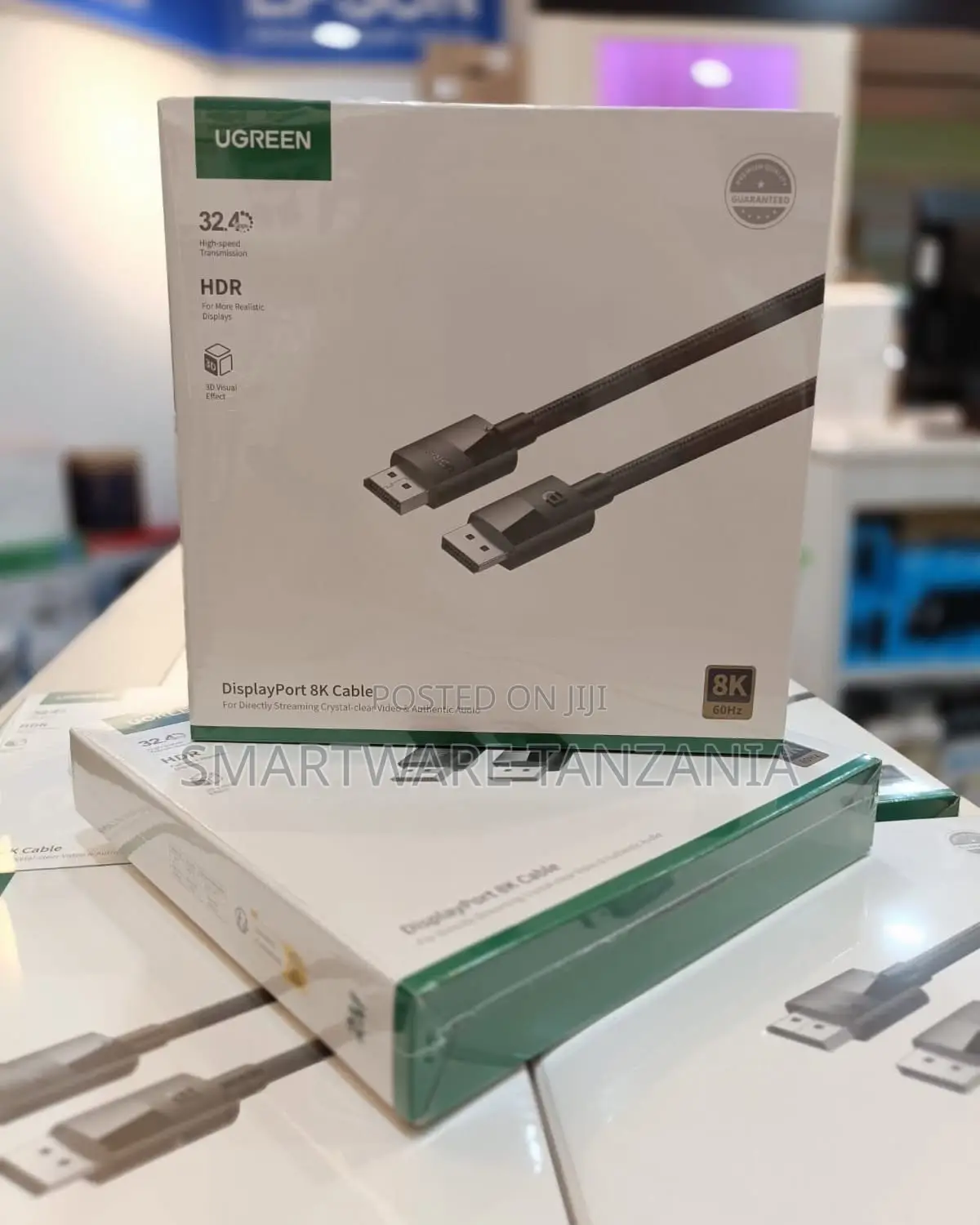 UGREEN DisplayPort Cable, 32.4Gbps, 60Hz, HDR, Braided, 2M