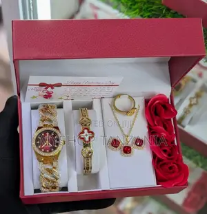 Luxury 4-in-1 Women's Watch and Jewelry Set a Gold-Tone Timepiece