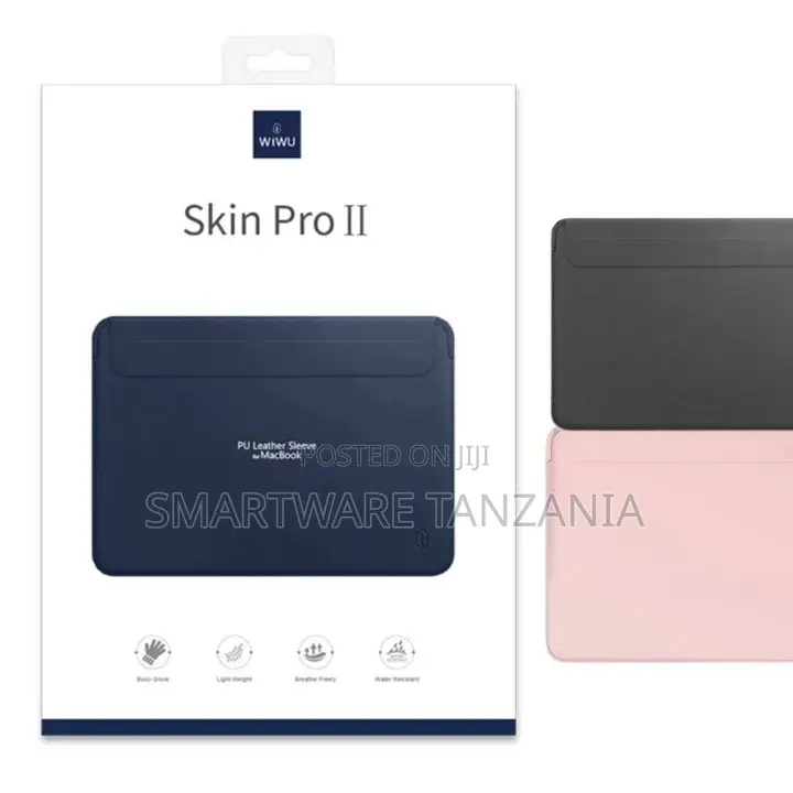 WIWU Skin Pro II Navy Blue PU Leather Slim MacBook Laptop Sleeve Case