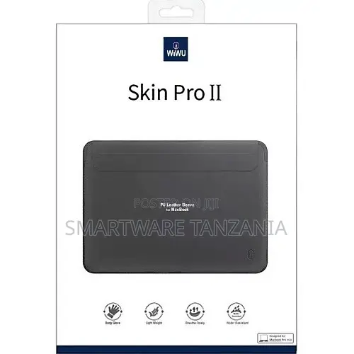WIWU Skin Pro II Navy Blue PU Leather Sleeve for a MacBook Laptop