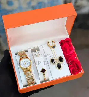 Ladies' Gift Set Features a Gold-Toned Watch and Jewelry