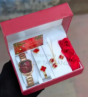 Poedagar Watch and Jewelry Combo Set Features a Rose-Toned Metal Watch