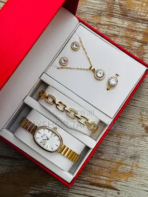Silver-Toned Ladies Combo Set Features a Quartz Watch, Necklace,