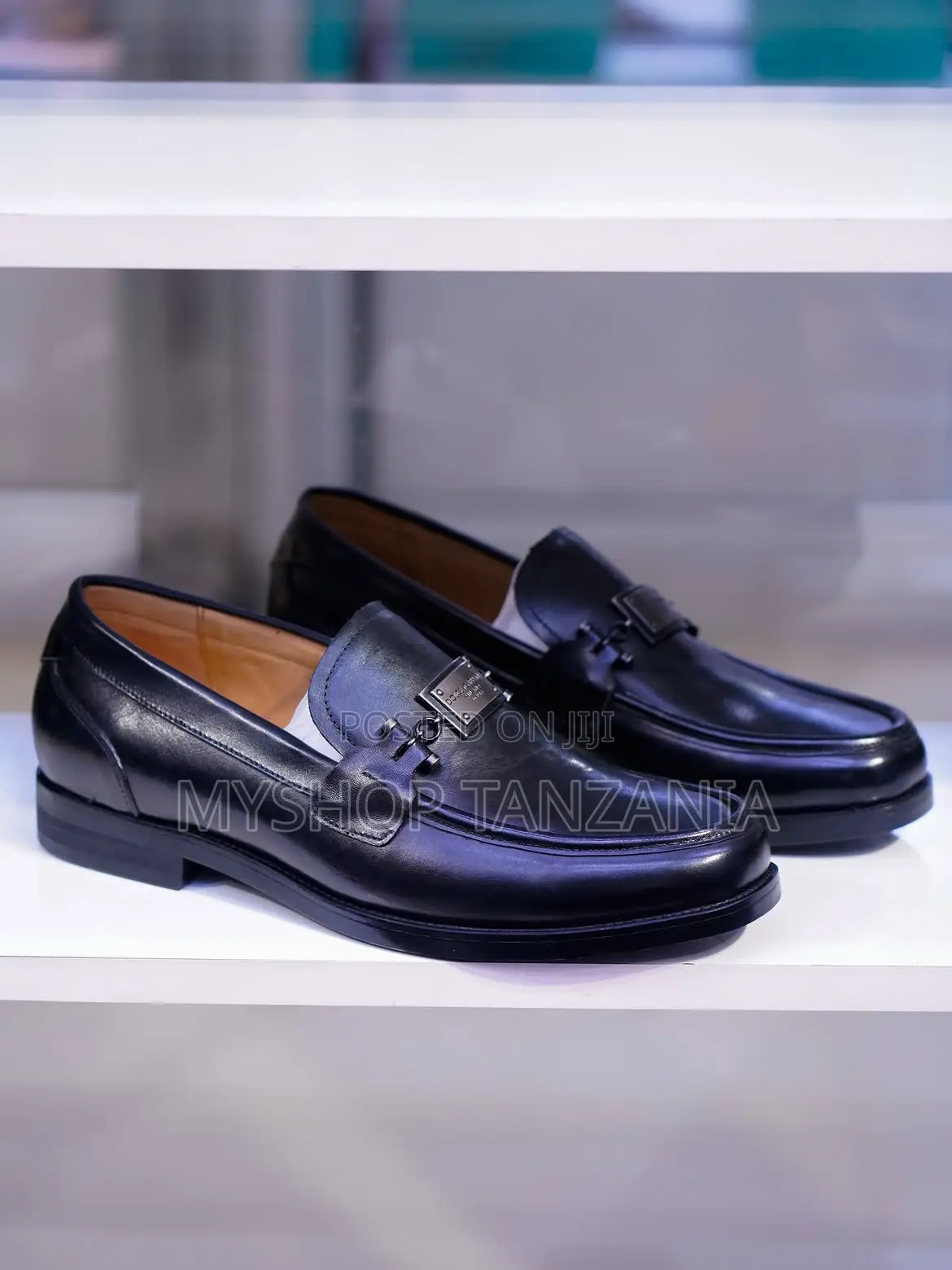 Black Leather Moccasin Loafers