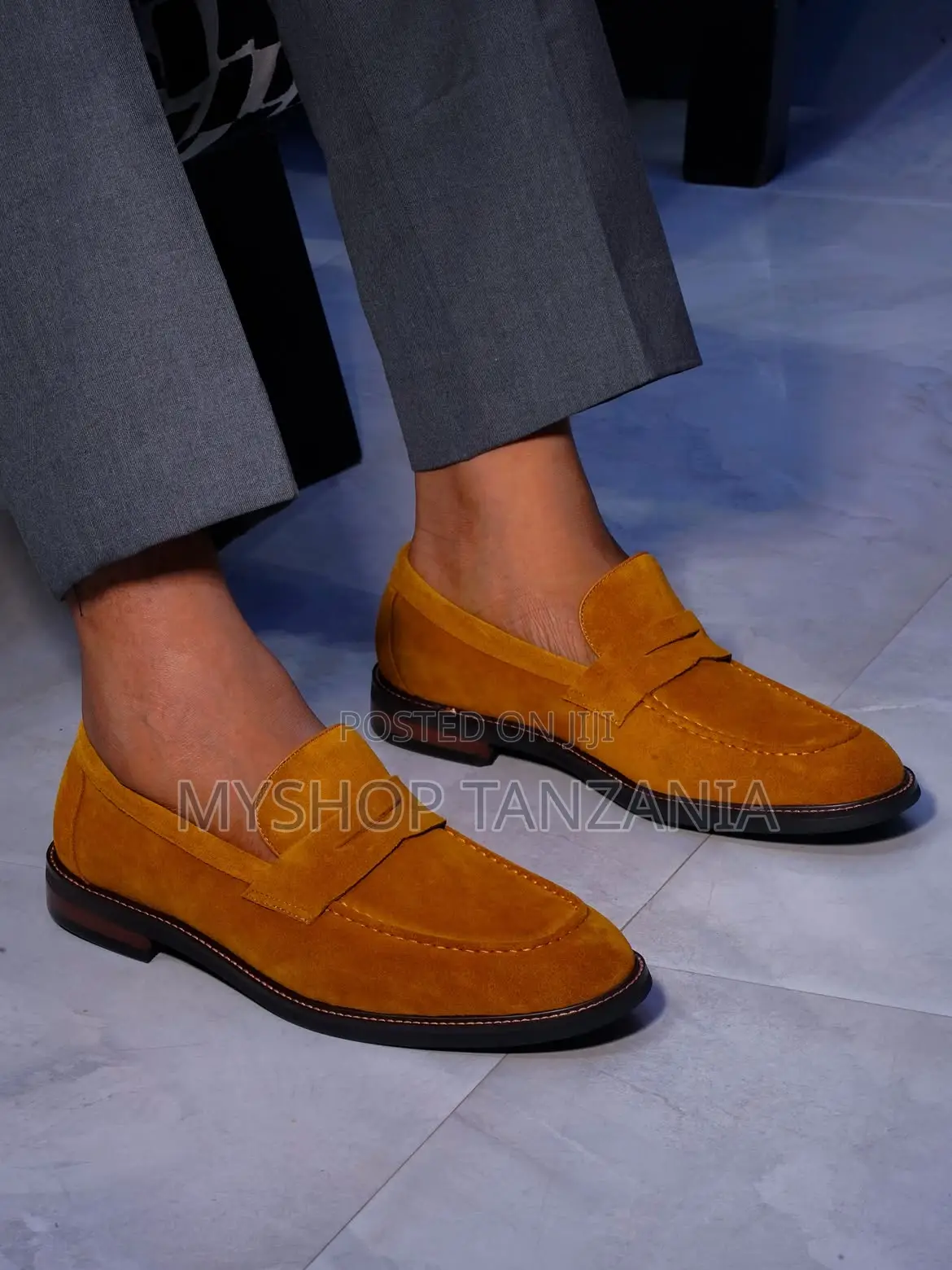 Camel-Colored Suede Loafers