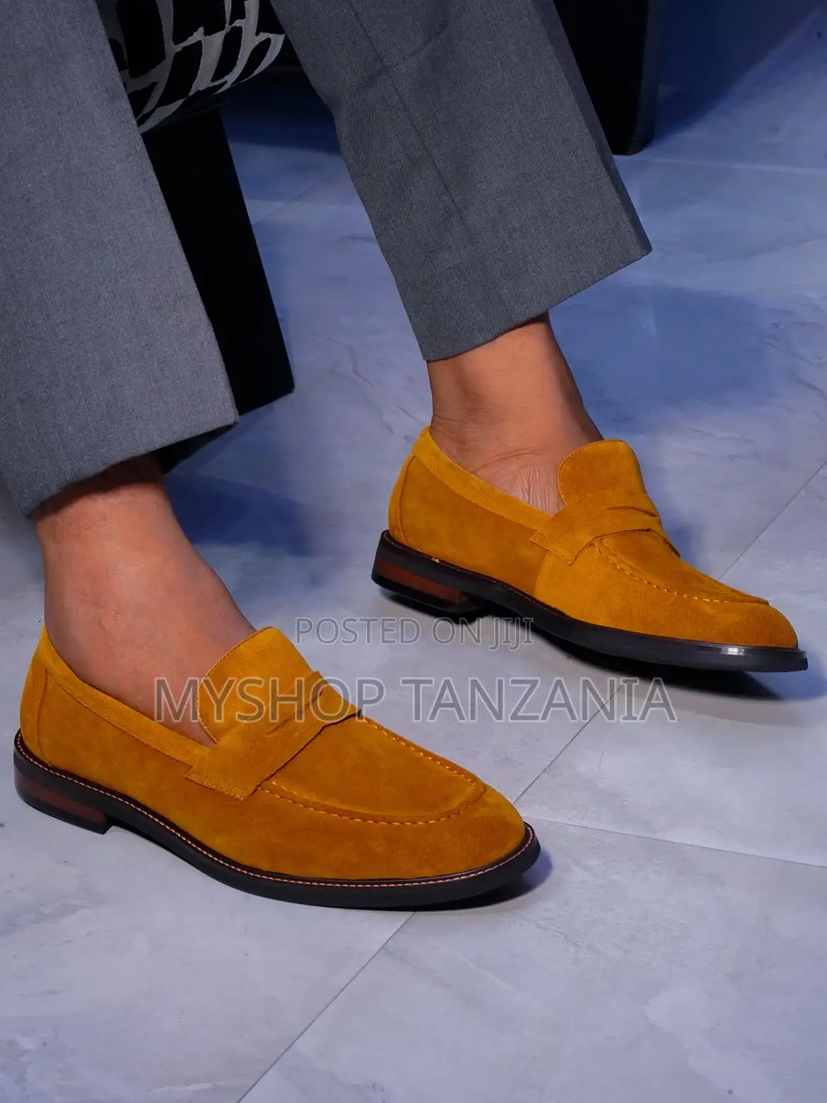 Camel-Colored Suede Loafers