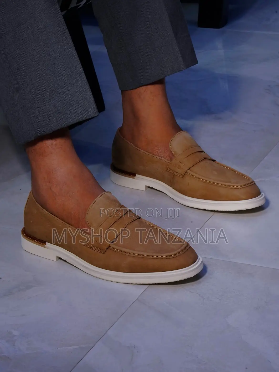 Beige Suede Loafers From Next Feature a Contrast White Sole