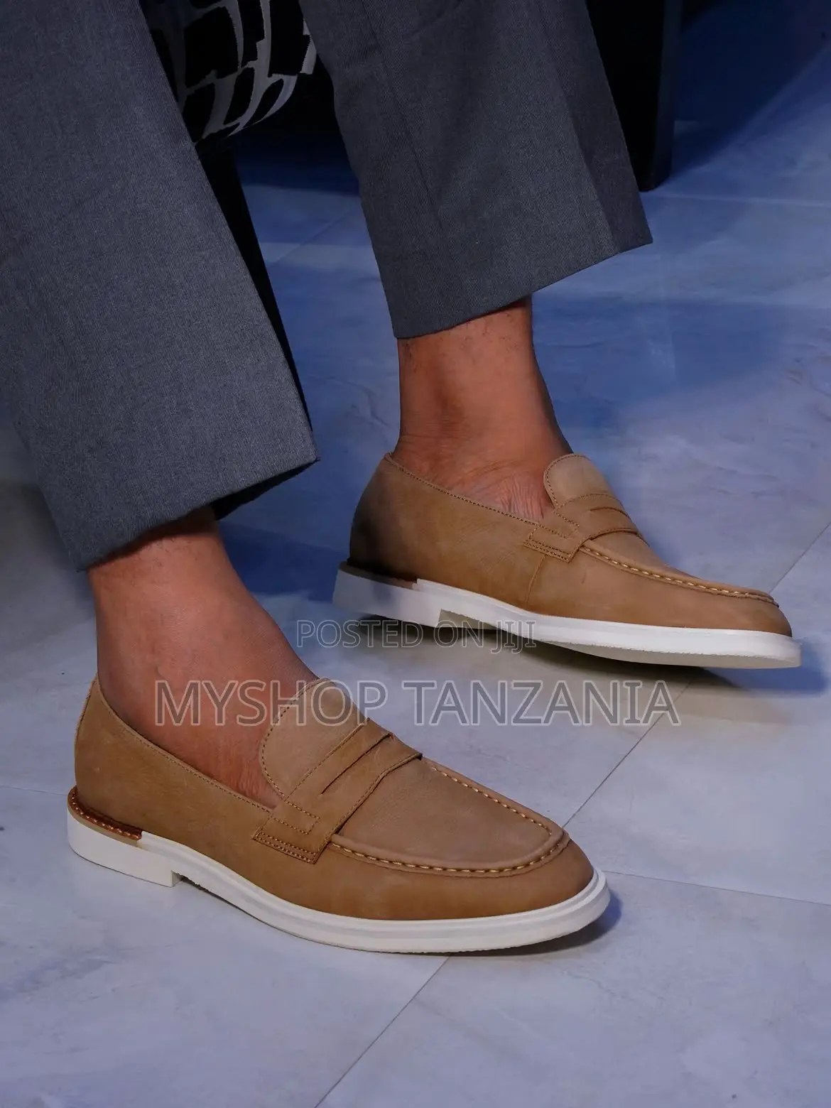 Beige Suede Loafers From Next Feature a Contrast White Sole