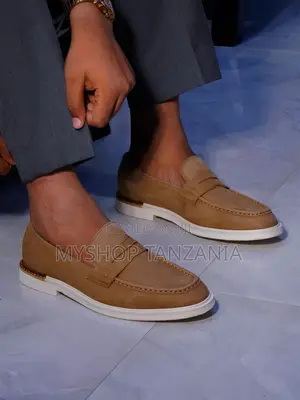 Beige Suede Loafers From Next Feature a Contrast White Sole