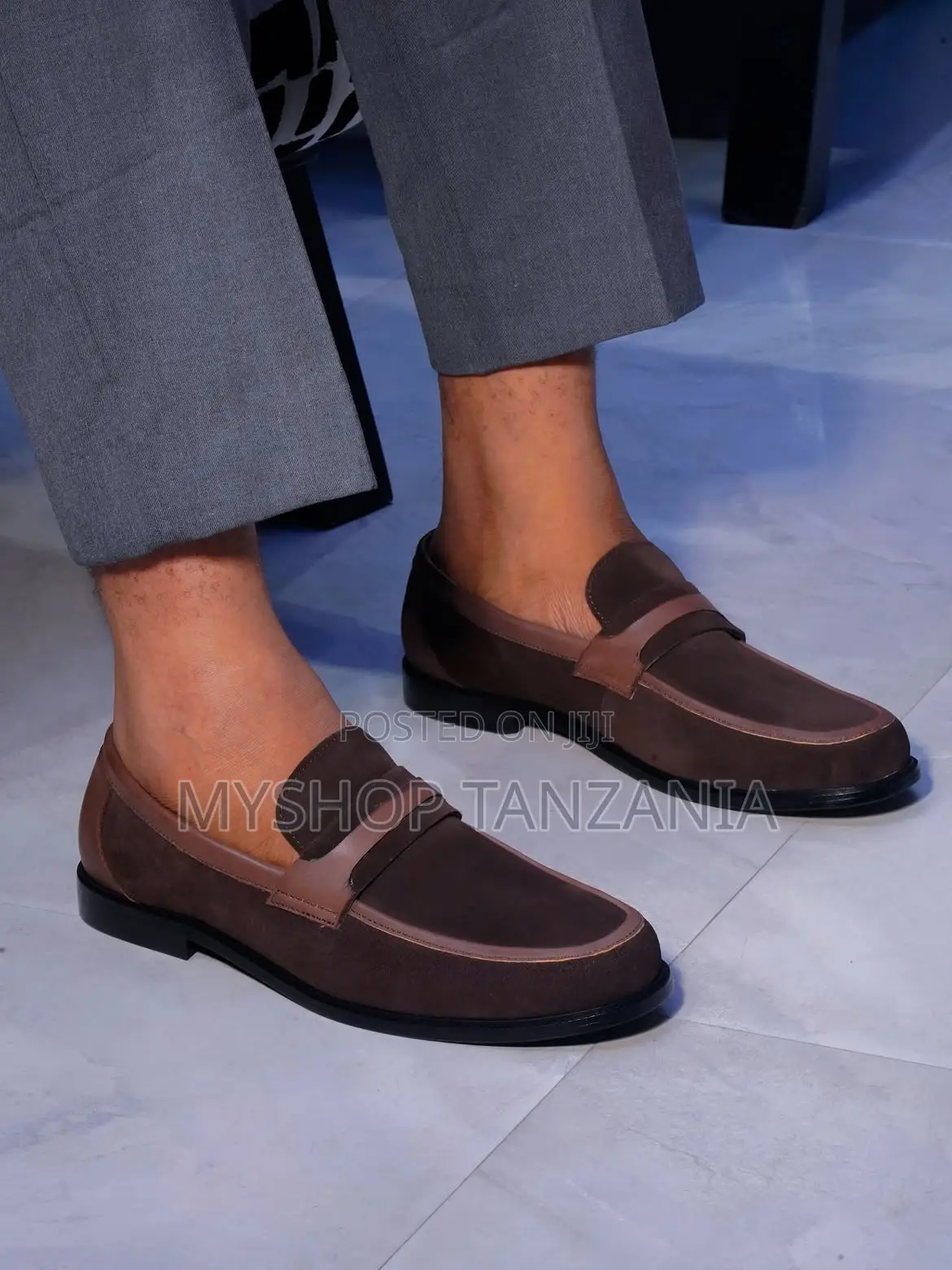 Hugo Boss Dark Brown Suede Penny Loafers