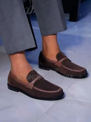 Hugo Boss Dark Brown Suede Penny Loafers
