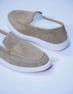 Grey Suede Slip-on Loafers