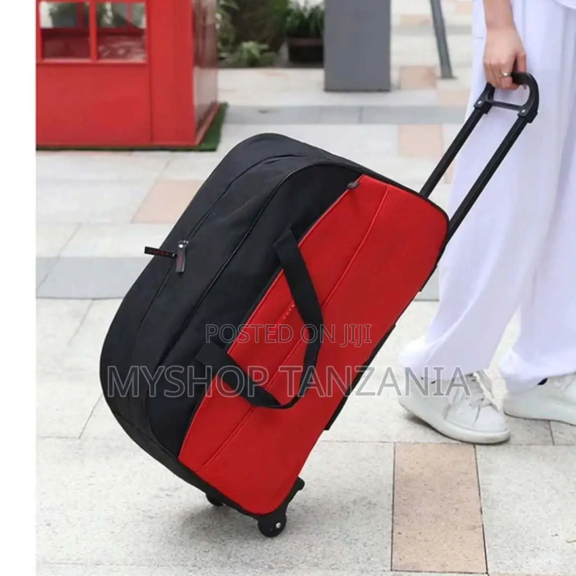 Meriglaire Rolling Duffel Bag Black and Red