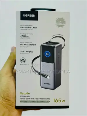 UGREEN Nexode 20000mAh Power Bank Retactable Cable, 100W Max Output