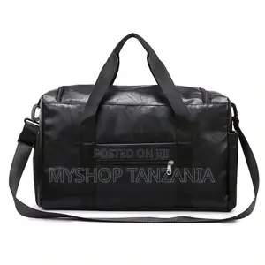 Black PU Leather Travel Duffel Bag