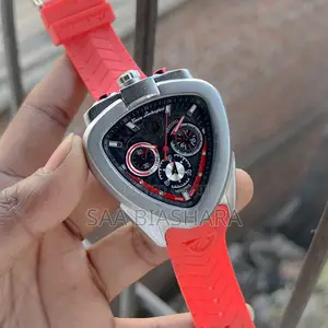 Tonino Lamborghini Watches Red Rubber Belt Silver Case