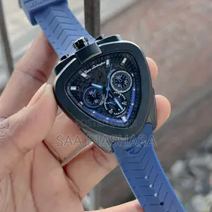 Tonino Lamborghini Watches Blue Rubber Belt Black Case