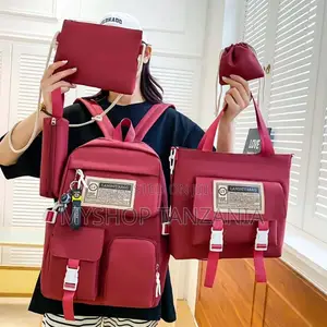 Maroon 4-Piece Backpack Set