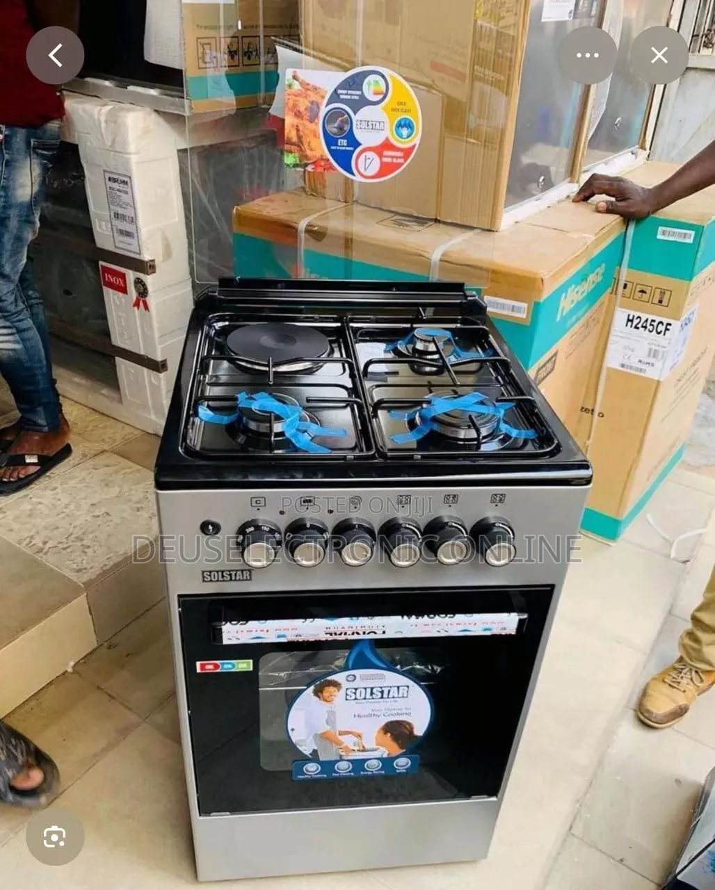 Solster Gass Cooker
 Gas Cooker 3 Gas Burners + 1 Electric Hot Plate