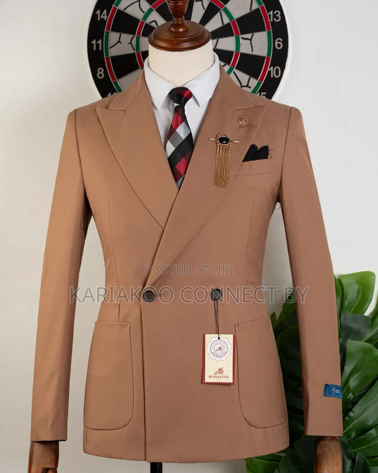 Romaster Men’s Slim Fit Double-Breasted Suit