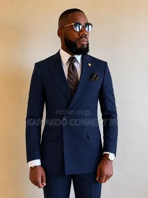 Executive Men’s Peak Lapel Cross-Button Suit Collection