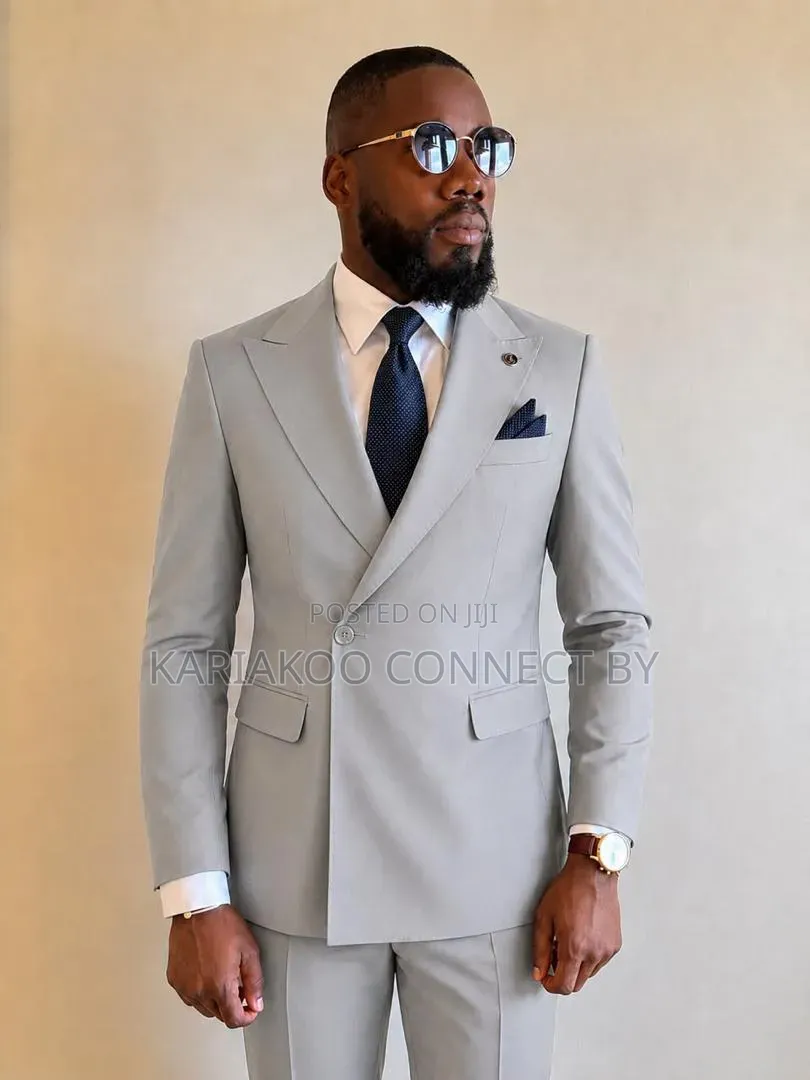Executive Men’s Peak Lapel Cross-Button Suit Collection