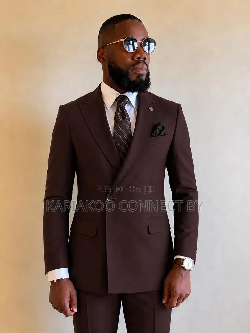 Executive Men’s Peak Lapel Cross-Button Suit Collection