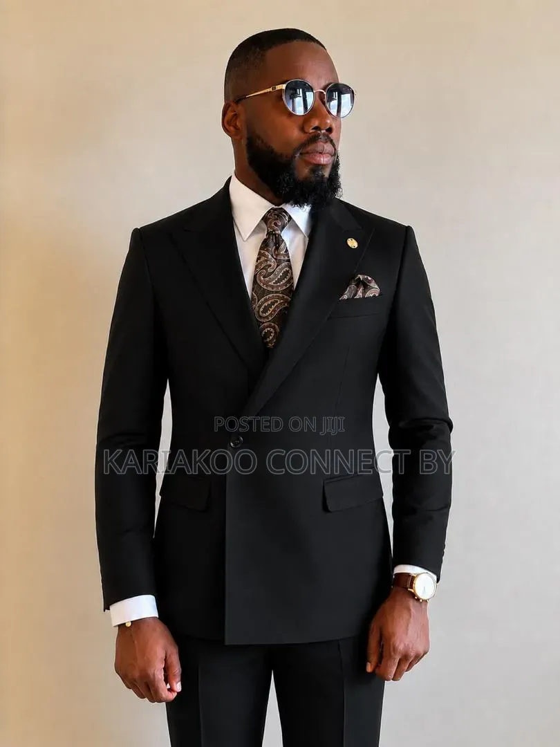 Executive Men’s Peak Lapel Cross-Button Suit Collection